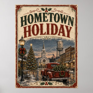 Kerstvakantie Oude Rode Truck Kerstmis  Poster