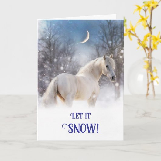 Kerstvakantie Paard in de Sneeuw  Maan Kaart (Gele Bloem)