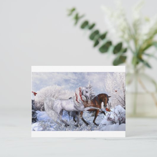 Kerstvakantie paarden feestdagenkaart (Staand voorkant)
