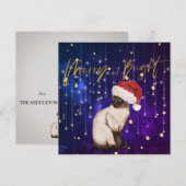 Kerstvakantie Paarse Kat Santa Groet (Voorkant / Achterkant)