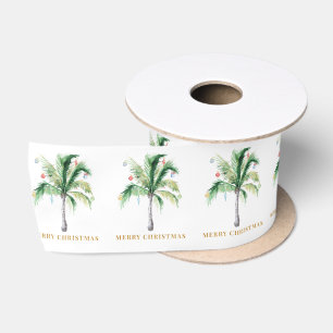 Kerstvakantie Palmboom Aquarel Satijnen Lint