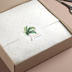 Kerstvakantie palmboom familie beste wensen ronde sticker