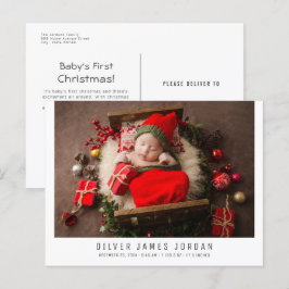 Kerstvakantie Pasgeboren Baby Geboorte Aankondigin Briefkaart