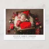 Kerstvakantie Pasgeboren Baby Geboorte Aankondigin Briefkaart (Voorkant)