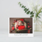 Kerstvakantie Pasgeboren Baby Geboorte Aankondigin Briefkaart (Staand voorkant)