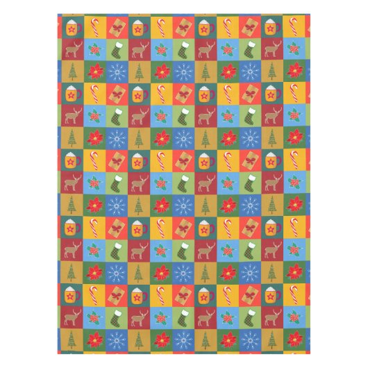 Kerstvakantie patchwork patroon tafelkleed (Voorkant)