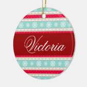 Kerstvakantie Patroon Aangepaste naam Keramisch Ornament (Links)