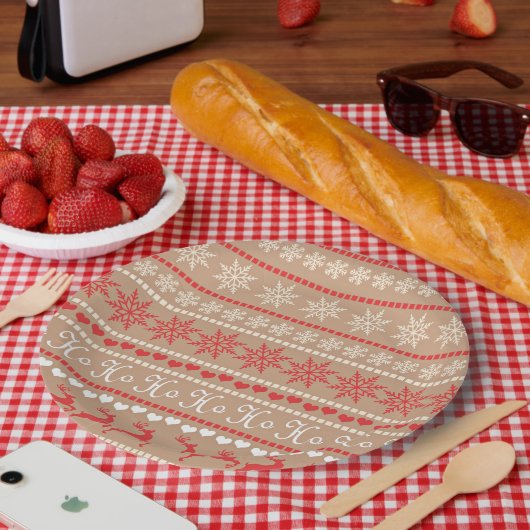 Kerstvakantie patroon papieren bordje (Picknick)