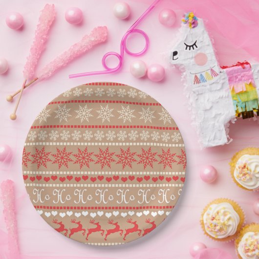 Kerstvakantie patroon papieren bordje (Feest)