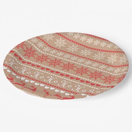 Kerstvakantie patroon papieren bordje (Gekanteld)