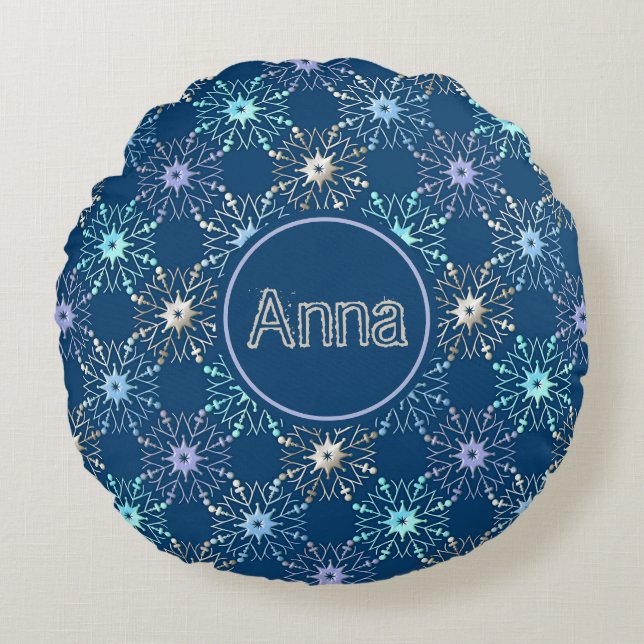 kerstvakantie patroon. tekst. rond kussen (Voorkant)