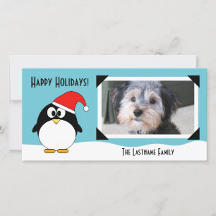 Kerstvakantie Penguin Fotokaart Feestdagenkaart