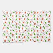 Kerstvakantie peperkoek Man Candy Cane Tree Theedoek (Horizontaal)