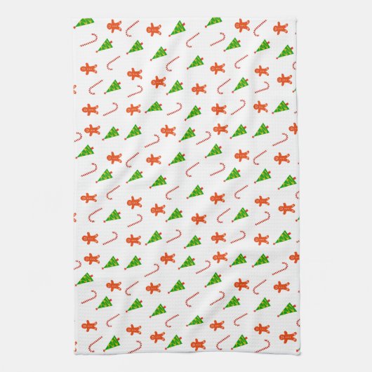 Kerstvakantie peperkoek Man Candy Cane Tree Theedoek (Verticaal)