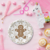 Kerstvakantie peperkoek man en sneeuwvlokken papieren bordje (Feest)