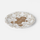 Kerstvakantie peperkoek man en sneeuwvlokken papieren bordje (Gekanteld)