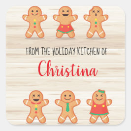 Kerstvakantie peperkoek vierkante sticker