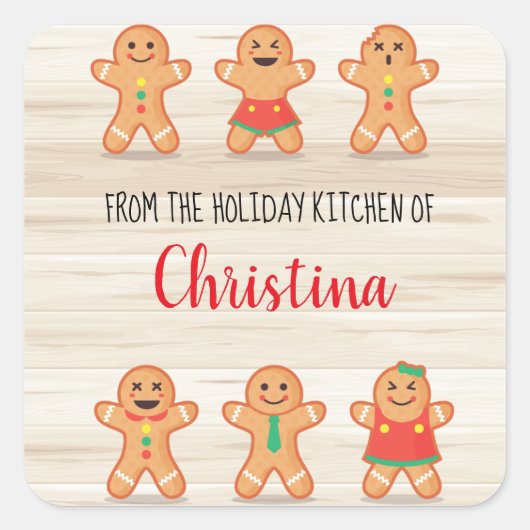Kerstvakantie peperkoek vierkante sticker (Voorkant)