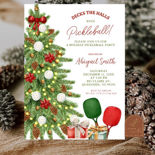 Kerstvakantie Pickleball Feest Kaart