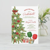 Kerstvakantie Pickleball Feest Kaart (Staand voorkant)