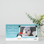 Kerstvakantie Pinguïn Fotokaart Feestdagenkaart (Staand voorkant)