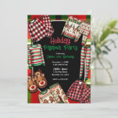 Kerstvakantie PJ's pyjamafeest verjaardag Kaart (Staand voorkant)