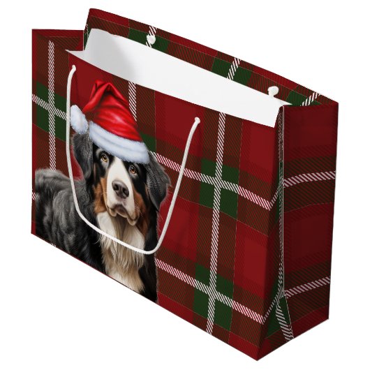 Kerstvakantie Plaid Berner Mountain Hondenliefhebb Groot Cadeauzakje (Voorkant Gekanteld)