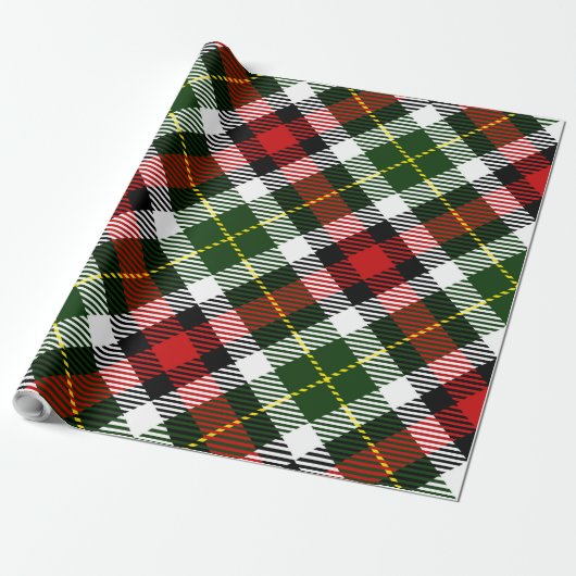Kerstvakantie Plaid Rood Groen Zwart Feest Cadeaupapier (Uitgerold)
