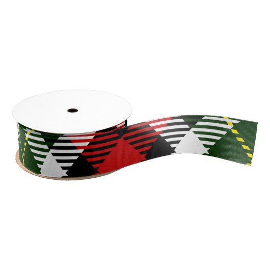 Kerstvakantie Plaid Rood Groen Zwart Feest Grosgrain Lint (Spoel)