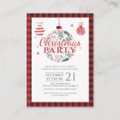 Kerstvakantie Plaid Rustic Party Uitnodiging (Voorkant)