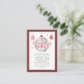 Kerstvakantie Plaid Rustic Party Uitnodiging (Staand voorkant)