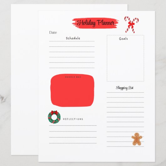 Kerstvakantie planner pagina (Voorkant / Achterkant)