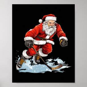 Kerstvakantie plezier Kerstman spelen ijshockey Ke Poster