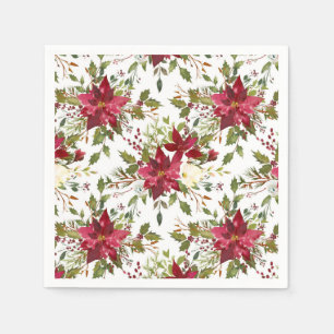 Kerstvakantie Poinsettia Bloem Winter Bloemenprach Servetten