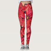 Kerstvakantie Poinsettia Bloemenkunst Leggings (Voorkant)
