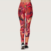 Kerstvakantie Poinsettia Bloemenkunst Leggings (Achterkant)