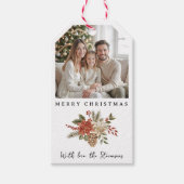 Kerstvakantie Poinsettia Cadeaulabel (Voorkant)