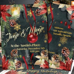 Kerstvakantie Prachtige Jingle & Mingle Feestje Folie Uitnodiging
