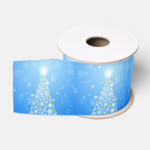 Kerstvakantie Prachtige Ster en Boom Blauw Grosgrain Lint