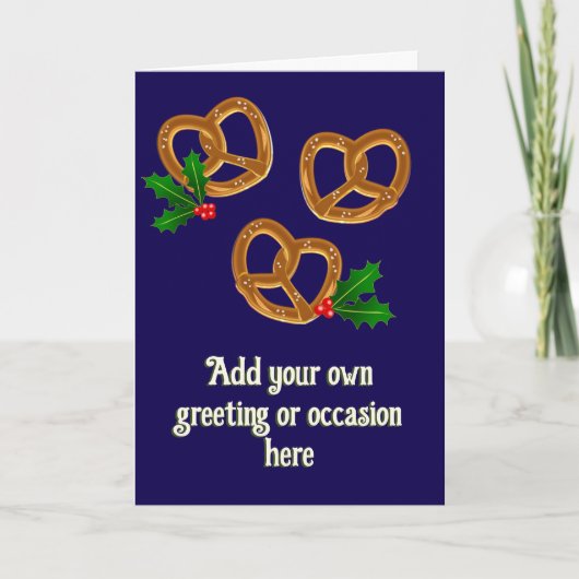 Kerstvakantie Pretzels met Holly - tekst toevoegen Kaart (Voorkant)
