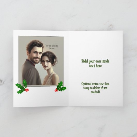 Kerstvakantie Pretzels met Holly - tekst toevoegen Kaart (Binnen)