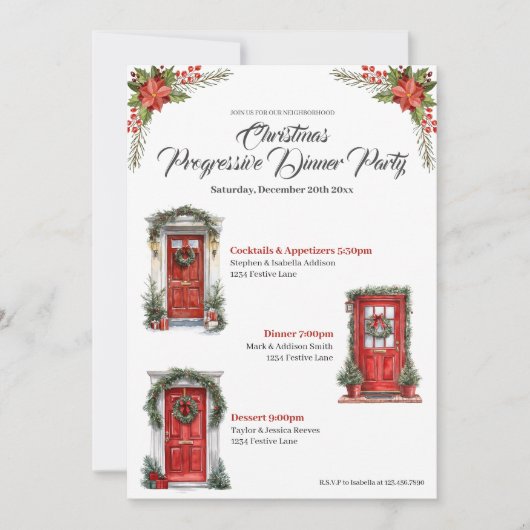 Kerstvakantie Progressief Diner Rode deuren Kaart (Voorkant)