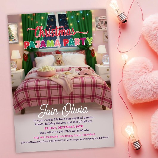 Kerstvakantie Pyjama Feest Uitnodiging