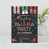 Kerstvakantie Pyjama Feest Uitnodiging (Staand voorkant)