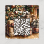 Kerstvakantie QR Code Square Visitekaartje (Voorkant)