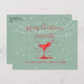Kerstvakantie Quarantini Martini Groen Briefkaart (Voorkant / Achterkant)