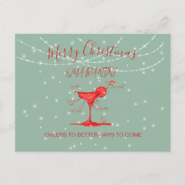 Kerstvakantie Quarantini Martini Groen Briefkaart