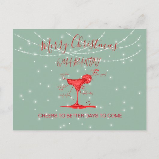 Kerstvakantie Quarantini Martini Groen Briefkaart (Voorkant)