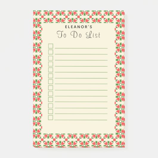Kerstvakantie quilt boodschappenlijst Post-it Note (Voorkant)