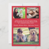 Kerstvakantie Red Bow Foto Geboorteaankondiging Feestdagenkaart (Achterkant)